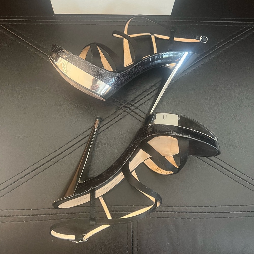 Casadei Pellame Raso Nero Stiletto Strappy Sandals. Size 37/7 - Picture 5 of 14